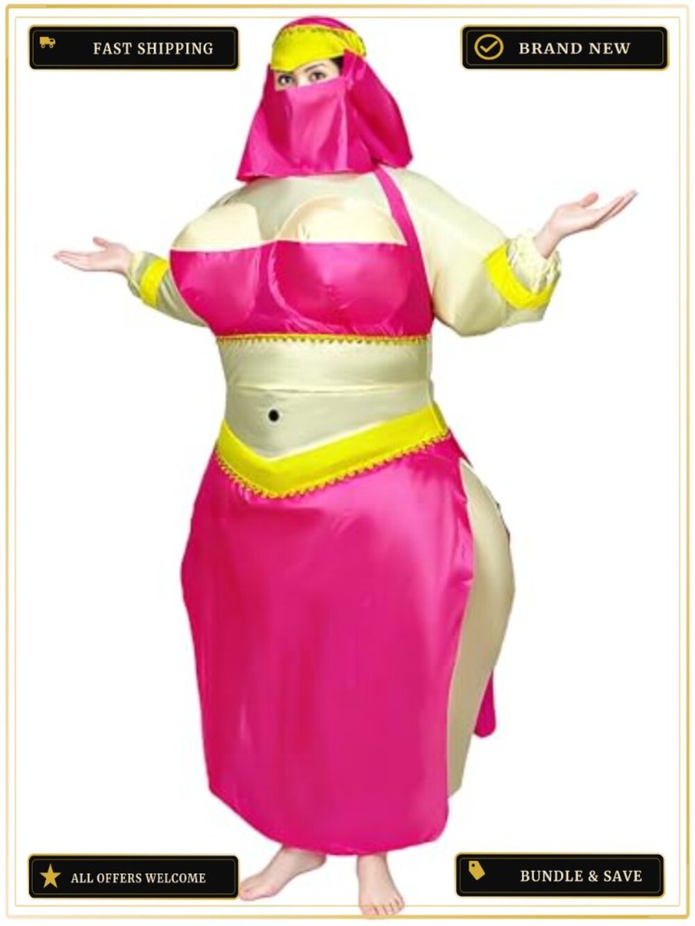 Inflatable Belly Dancer Costume Adult Blow Up Princess Halloween Cosplay